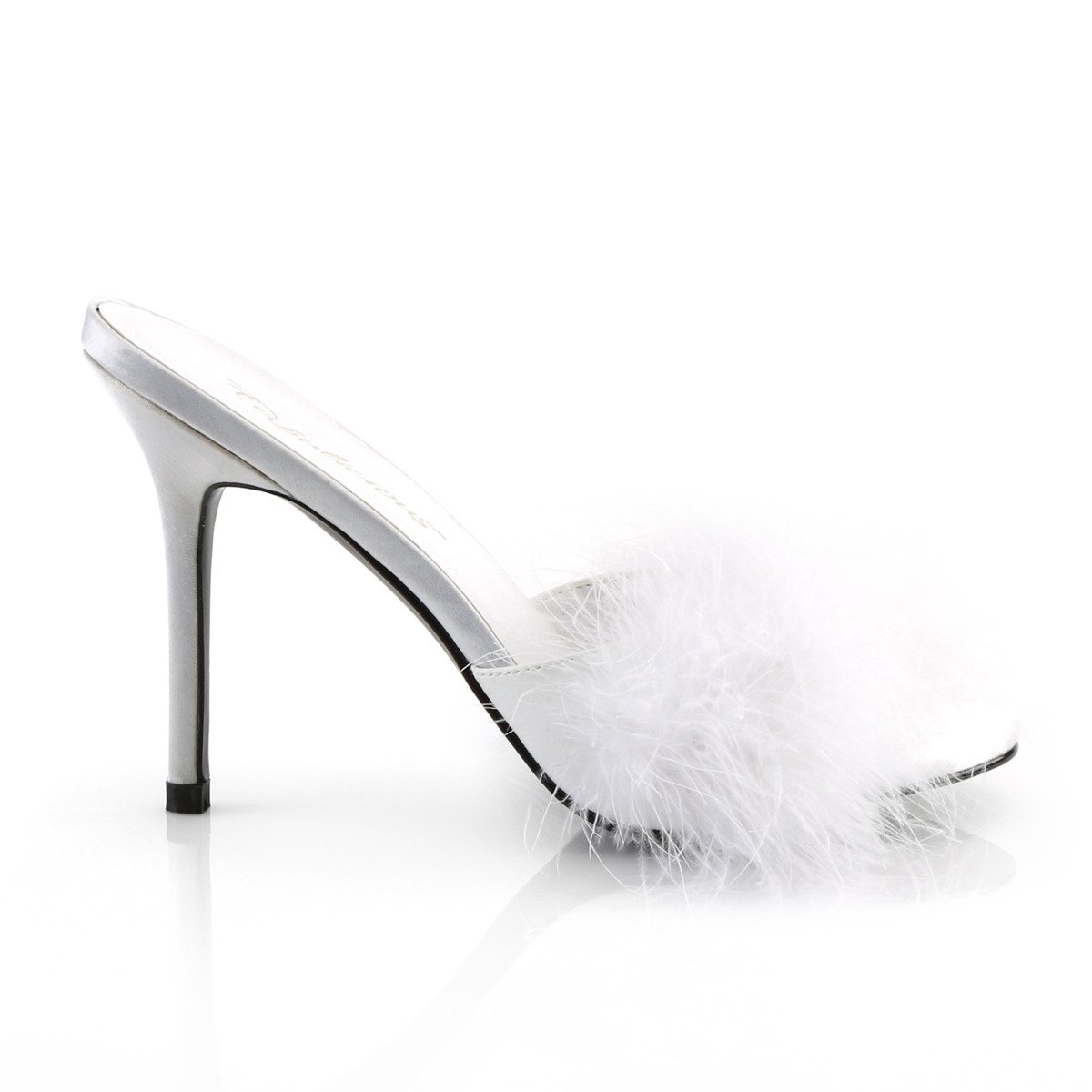 Fabulicious Classique-01F WPU-F - White High-Heel Single Sole Slides