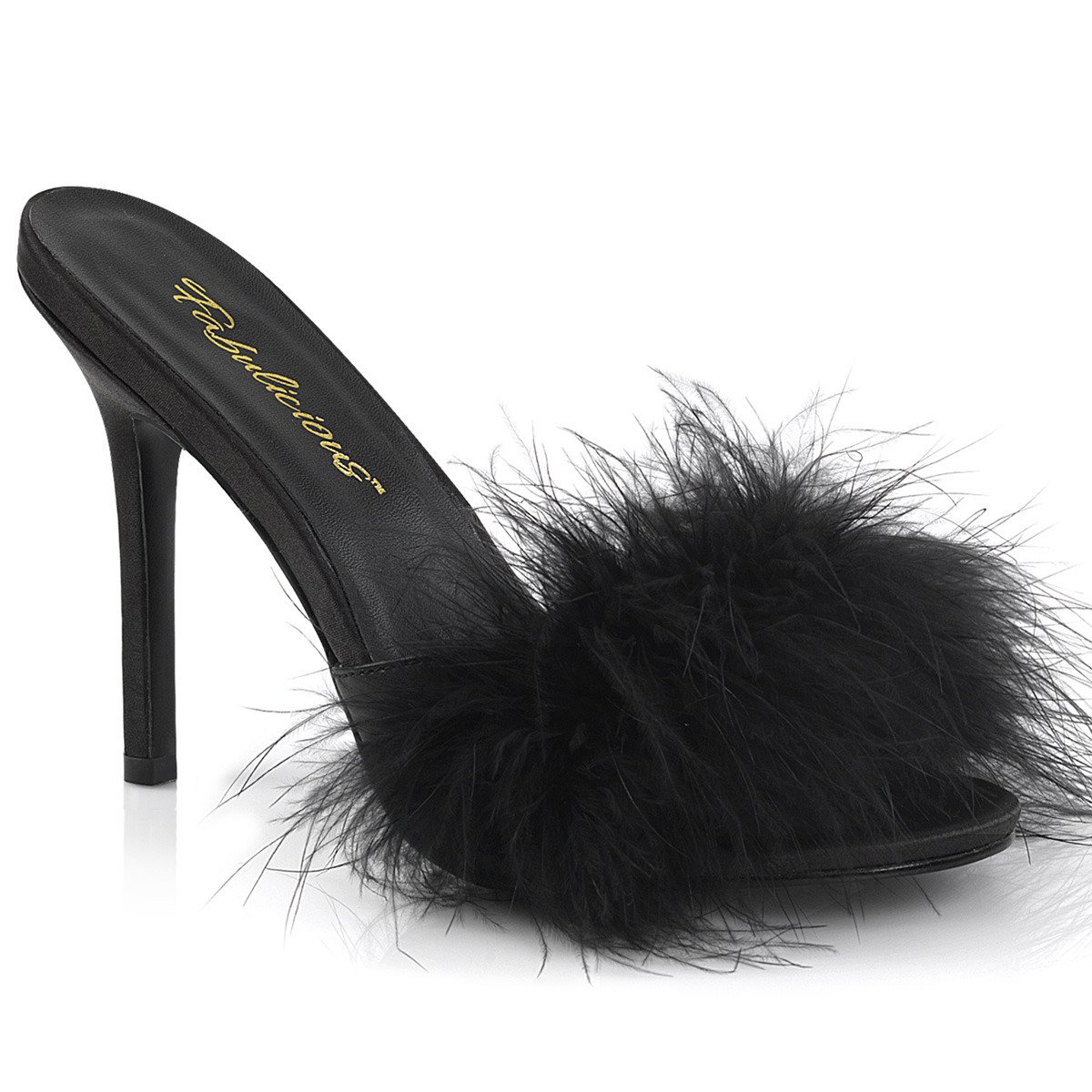 Fabulicious Classique-01F BPU-F - Black High-Heel Single Sole Slides