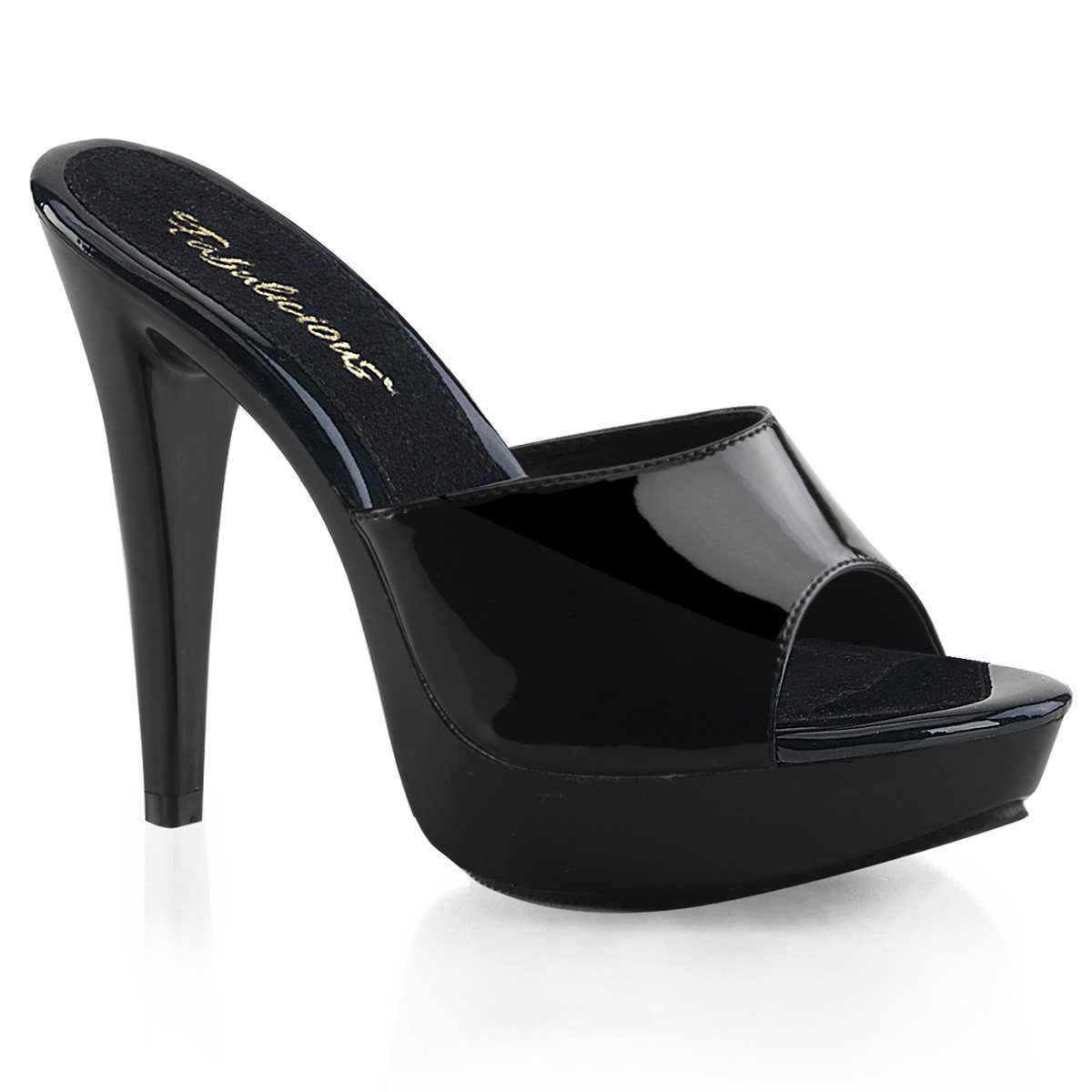 Fabulicious Cocktail-501 B/M - Shiny Black High-Heel Slides