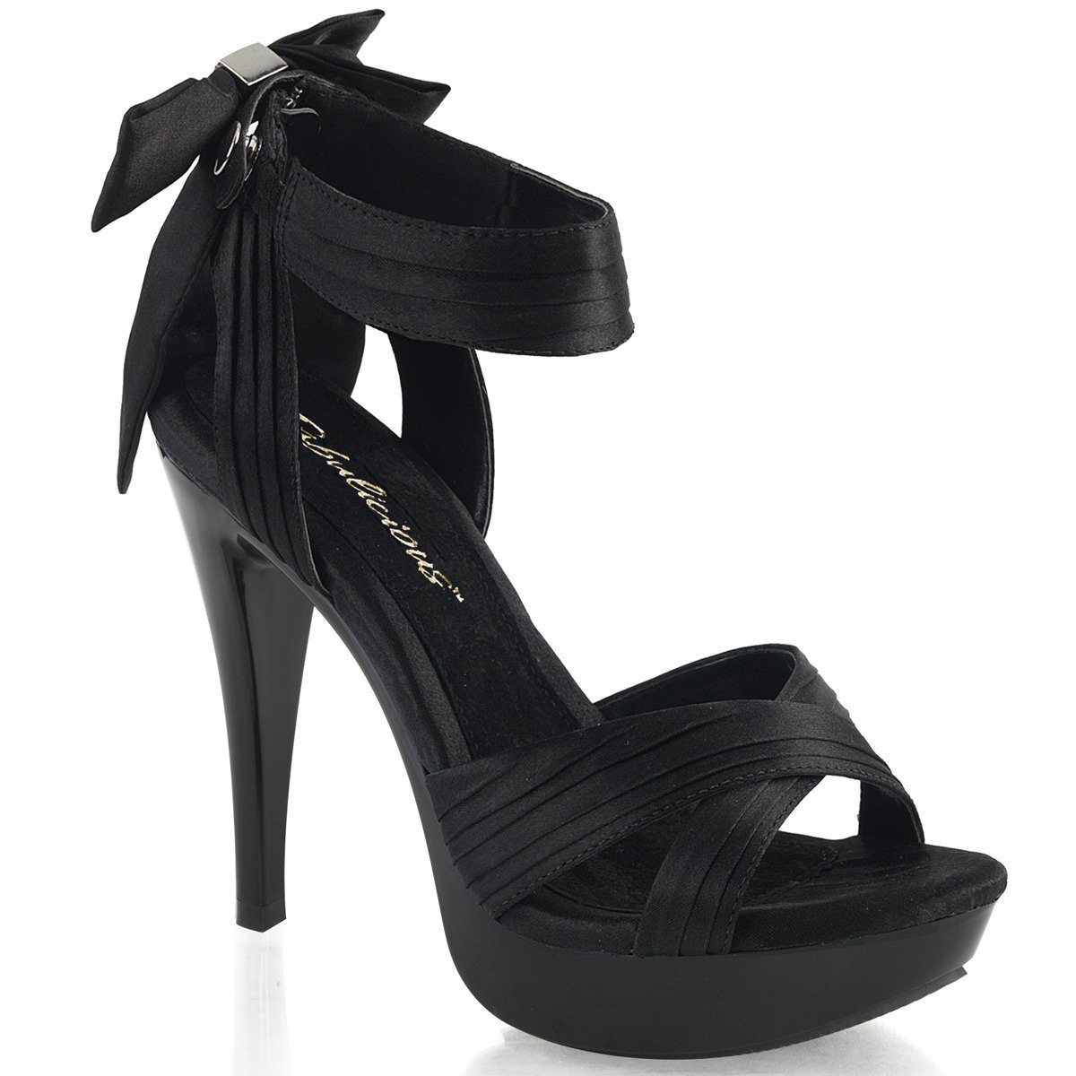 Fabulicious Cocktail-568 BSA/M - Black High-Heel Ankle Strap Heels