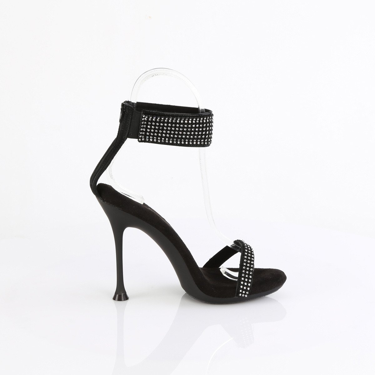 Fabulicious Cupid-440 BPU-RS/M - Black High-Heel Single Sole Ankle Strap Heels