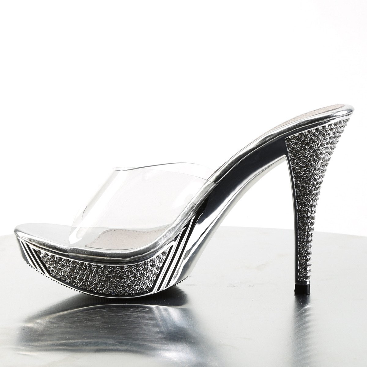 Fabulicious Elegant-401 C/SCH - Clear Heeled Slides
