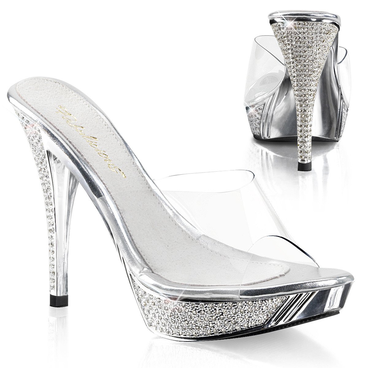 Fabulicious Elegant-401 C/SCH - Clear Heeled Slides