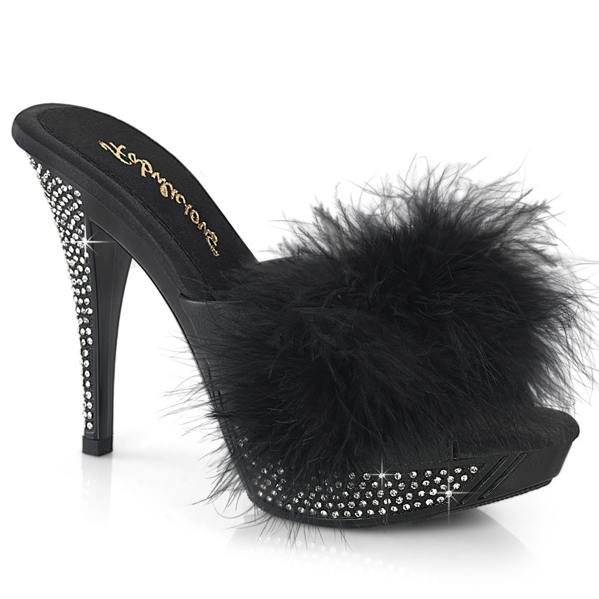 Fabulicious Elegant-401F BPU/M - Black Heeled Slides