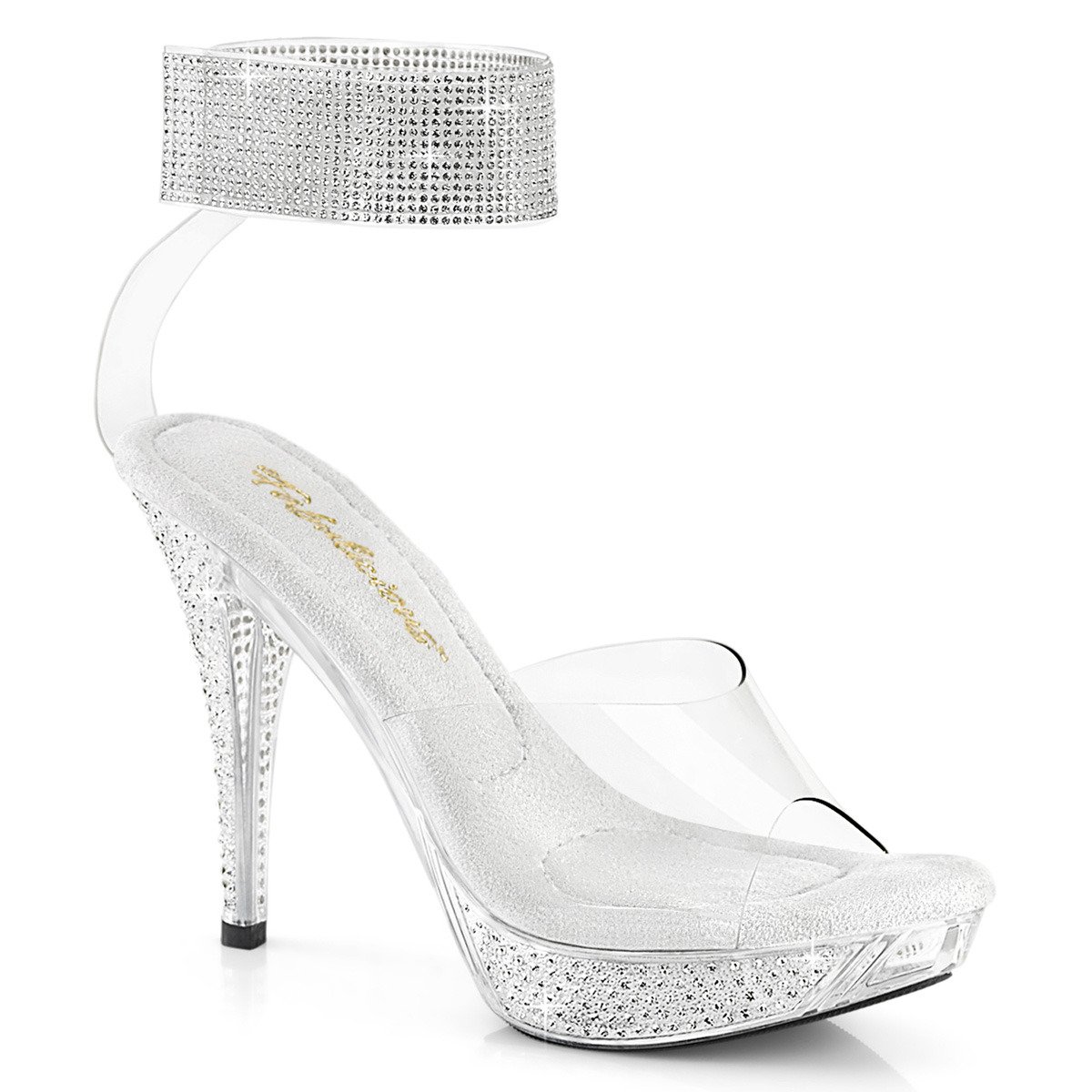 Fabulicious Elegant-442 C/M - Clear Ankle Strap Heels