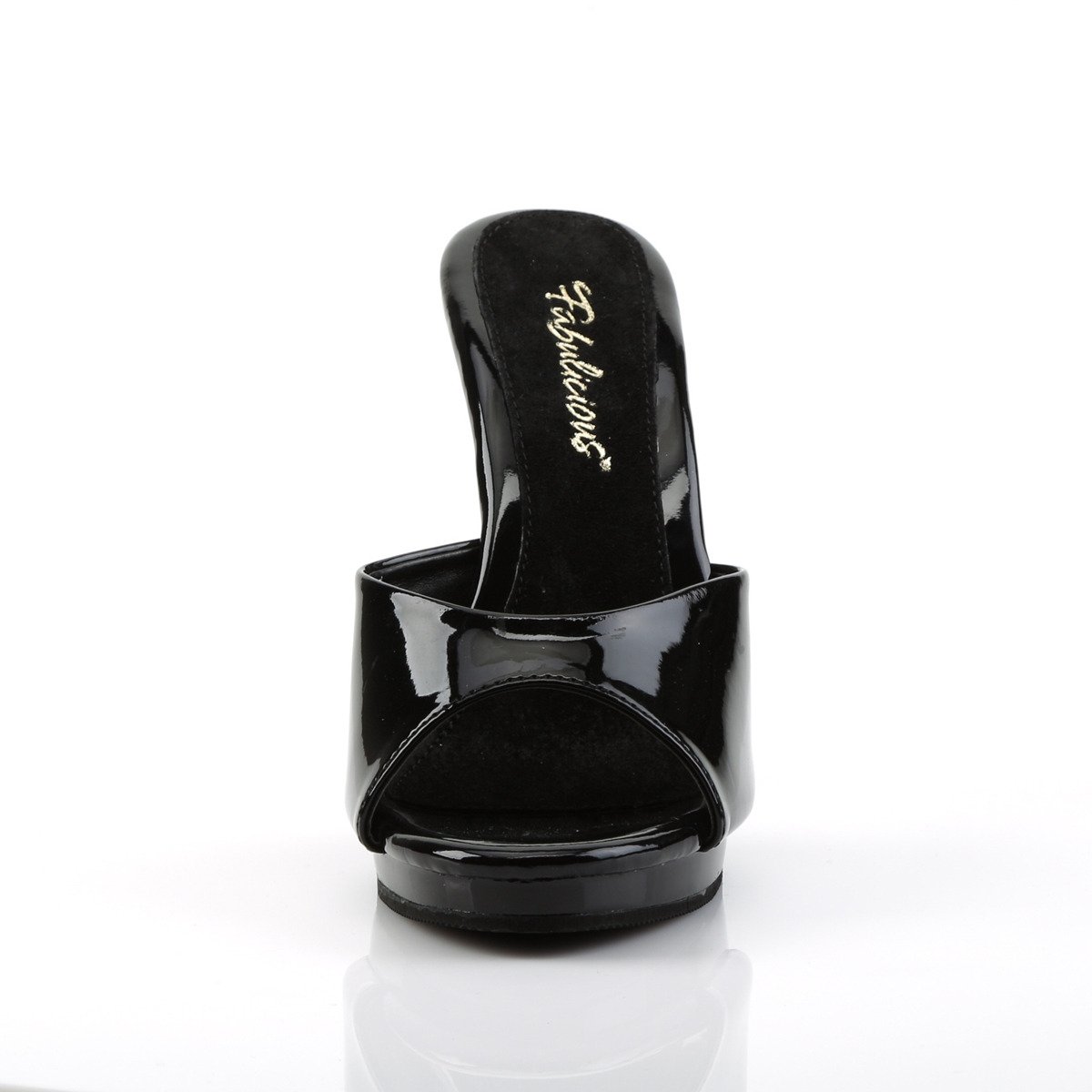 Fabulicious Flair-401-2 B/M - Shiny Black High-Heel Single Sole Slides