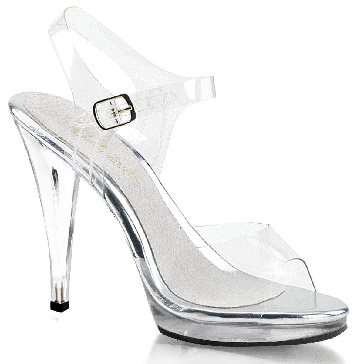 Fabulicious Flair-408 C/M - Clear High-Heel Single Sole Sandals