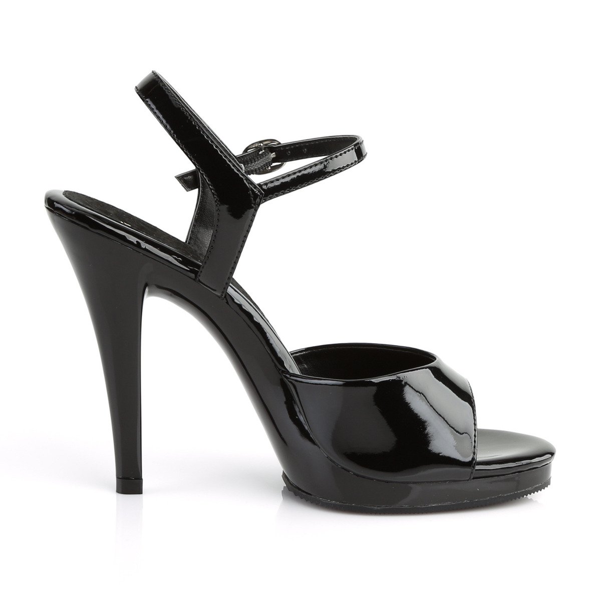 Fabulicious Flair-409 B/M - Shiny Black High-Heel Single Sole Sandals