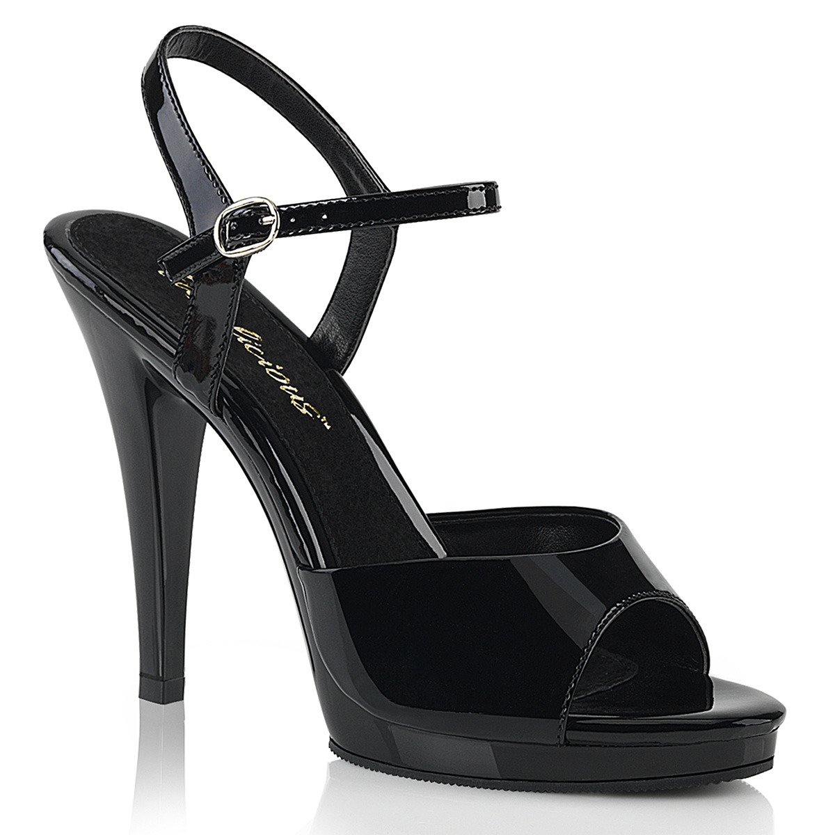 Fabulicious Flair-409 B/M - Shiny Black High-Heel Single Sole Sandals