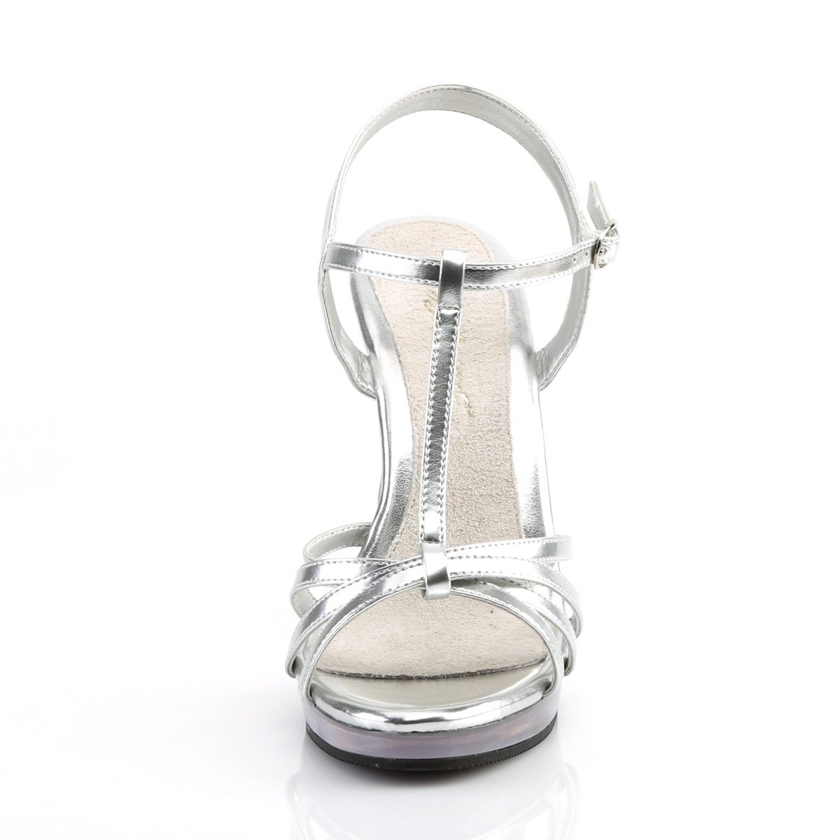 Fabulicious Flair-420 SMPU/C - Silver High-Heel Single Sole Sandals