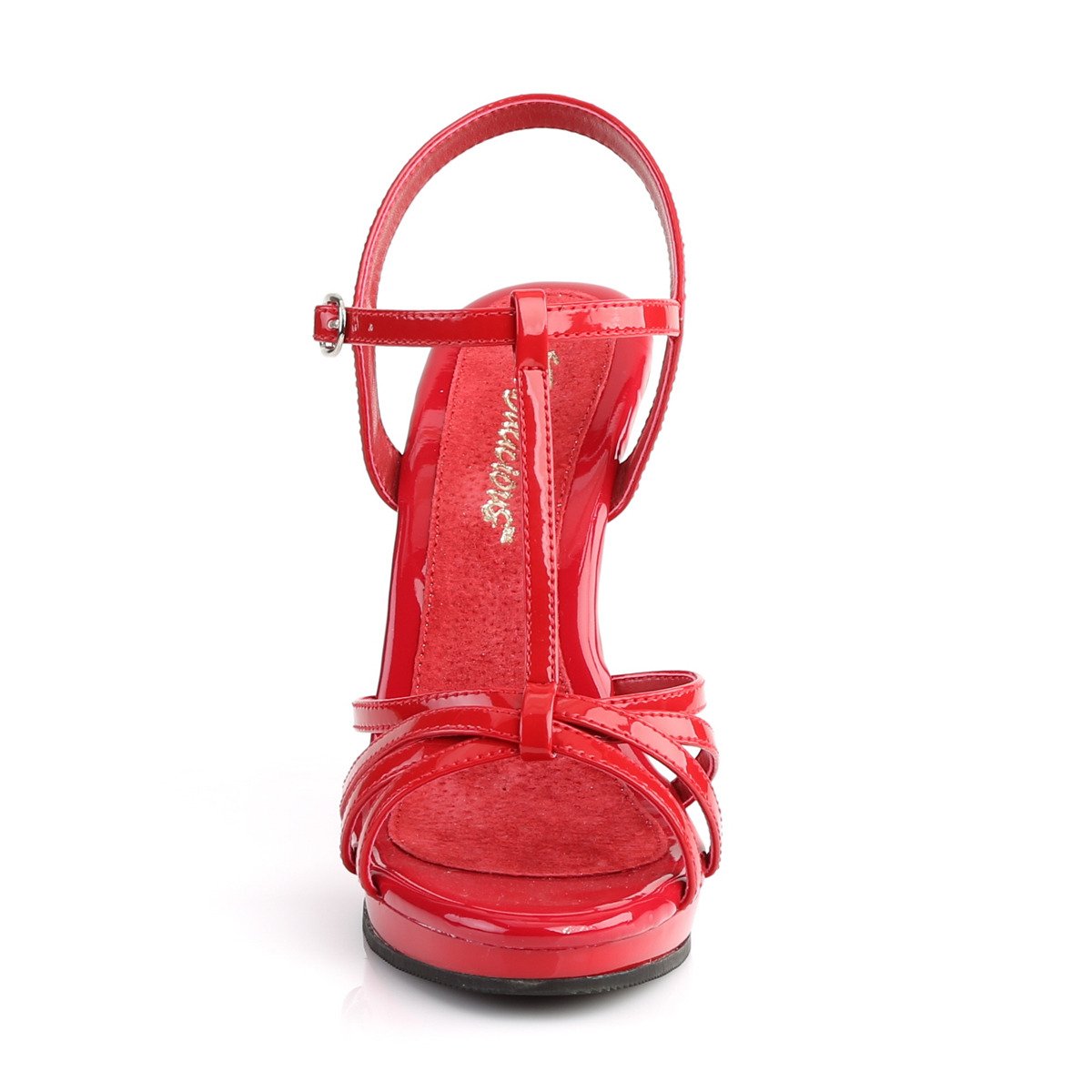 Fabulicious Flair-420 R/M - Shiny Red High-Heel Single Sole Sandals