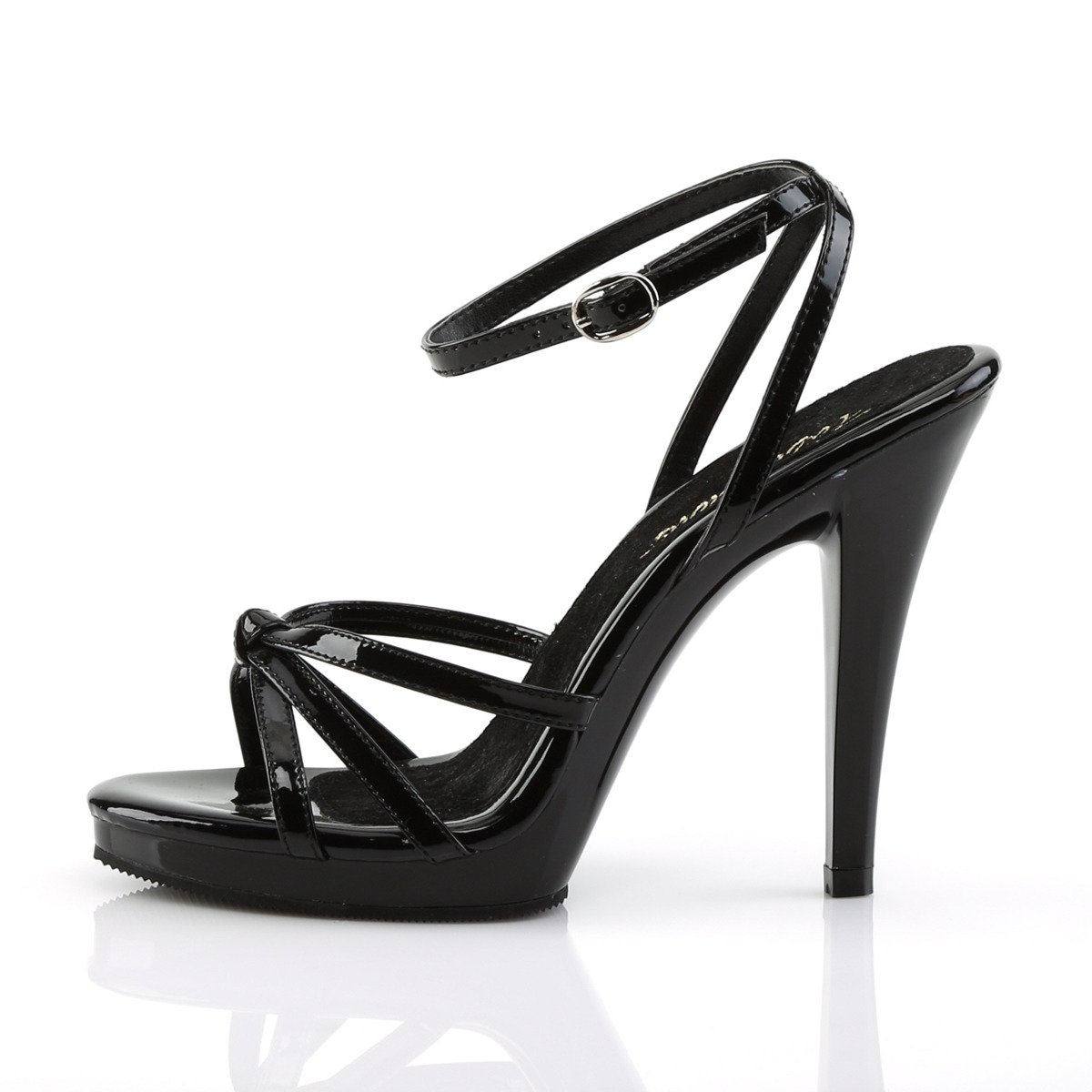Fabulicious Flair-436 B/M - Shiny Black High-Heel Single Sole Sandals