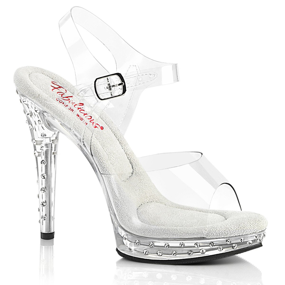 Fabulicious Glory-508SDT C/M - Clear High-Heel Single Sole Sandals