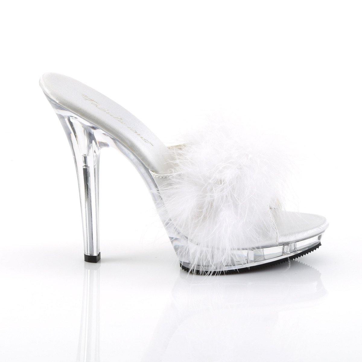 Fabulicious Lip-101-8 W/C - White High-Heel Single Sole Slides