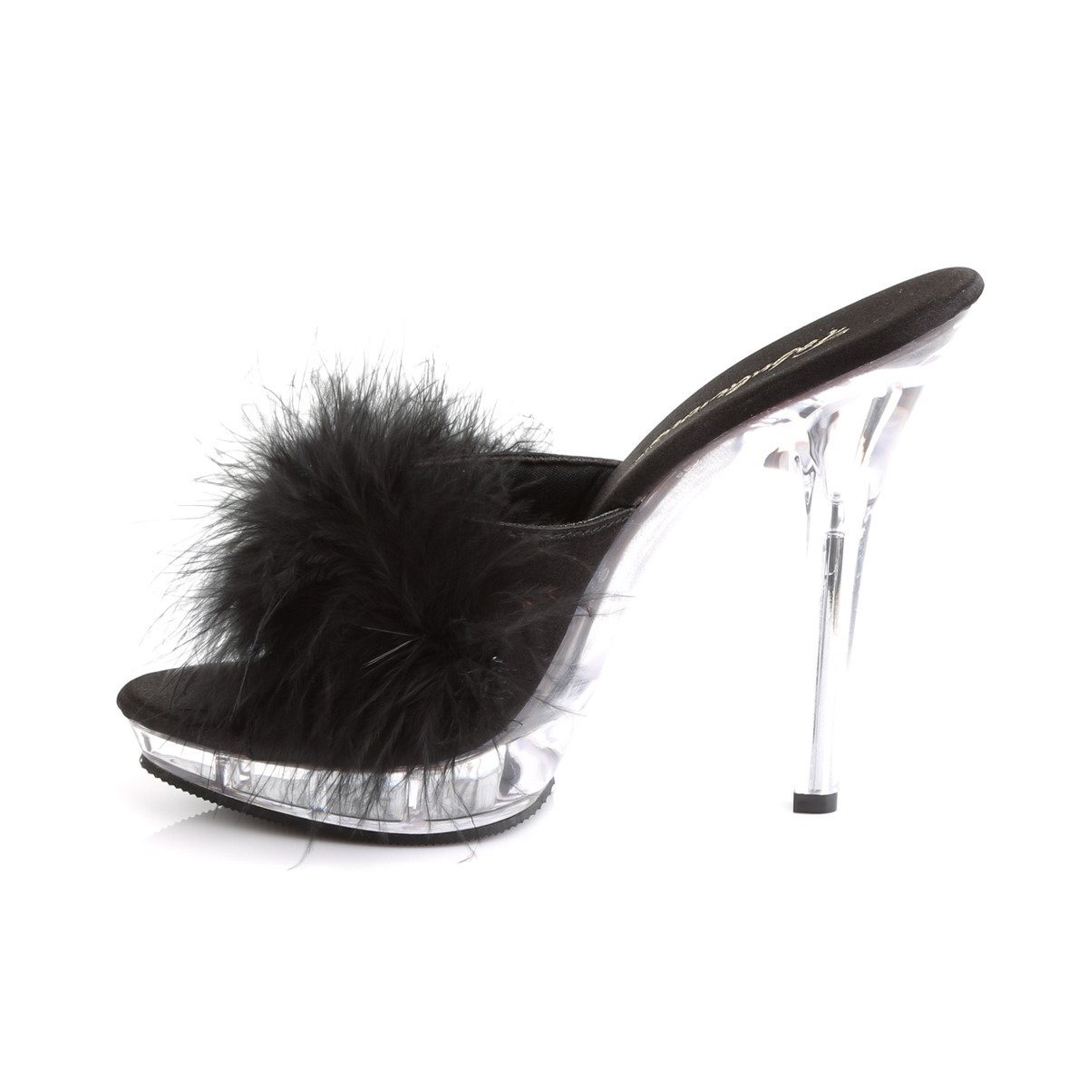 Fabulicious Lip-101-8 B/C - Black High-Heel Single Sole Slides