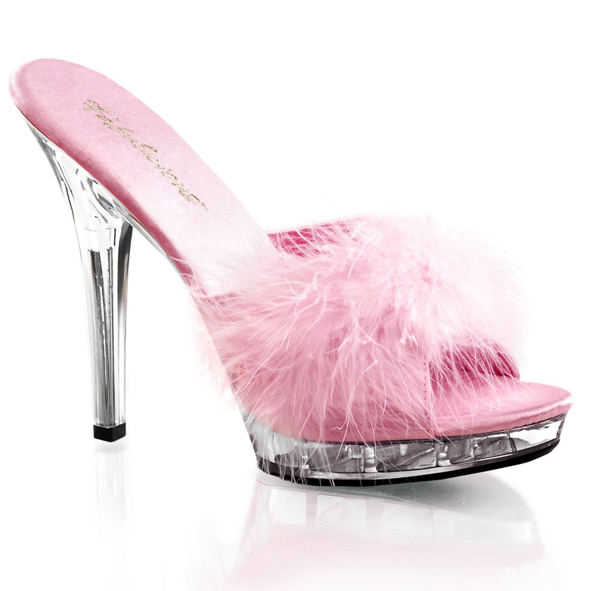 Fabulicious Lip-101-8 BP/C - Pink High-Heel Single Sole Slides