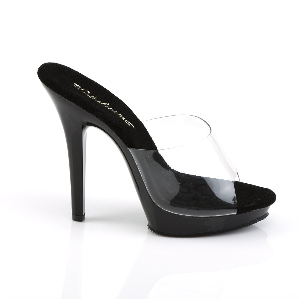 Fabulicious Lip-101 C/B - Clear High-Heel Single Sole Slides