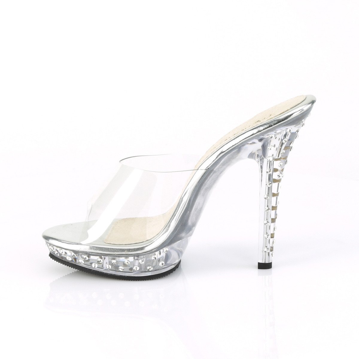 Fabulicious Lip-101SDT C/M - Clear High-Heel Single Sole Slides