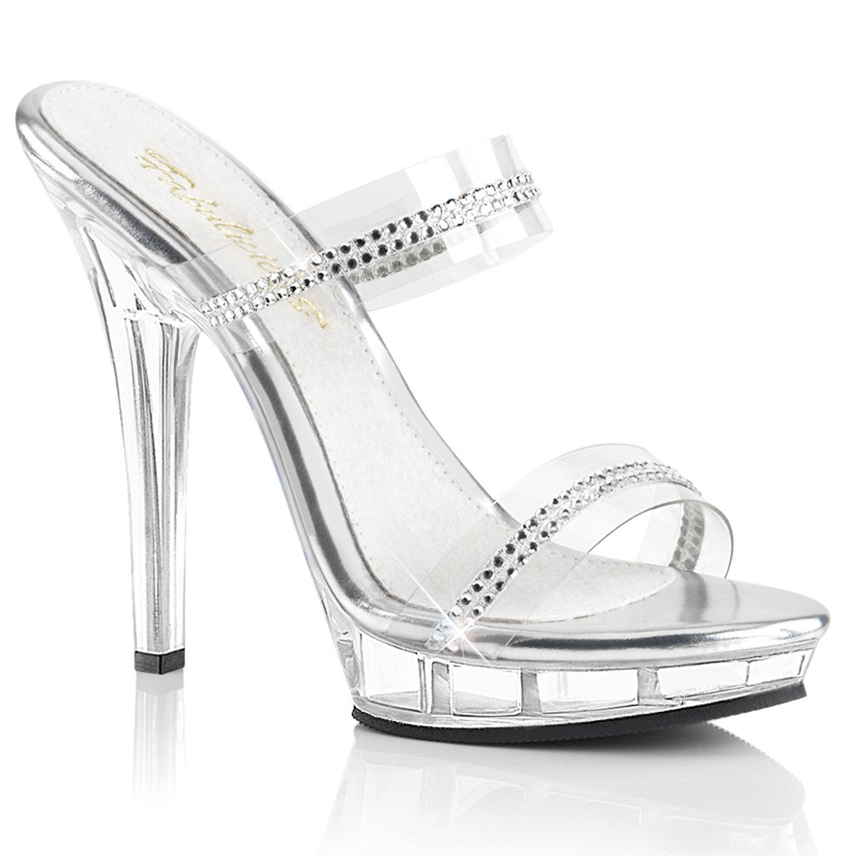 Fabulicious Lip-102-2 C/RS - Clear High-Heel Single Sole Slides