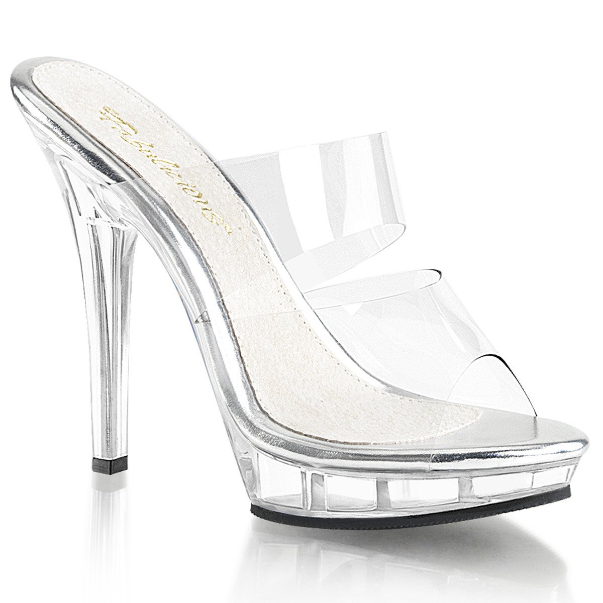 Fabulicious Lip-102 C/M - Clear High-Heel Single Sole Slides