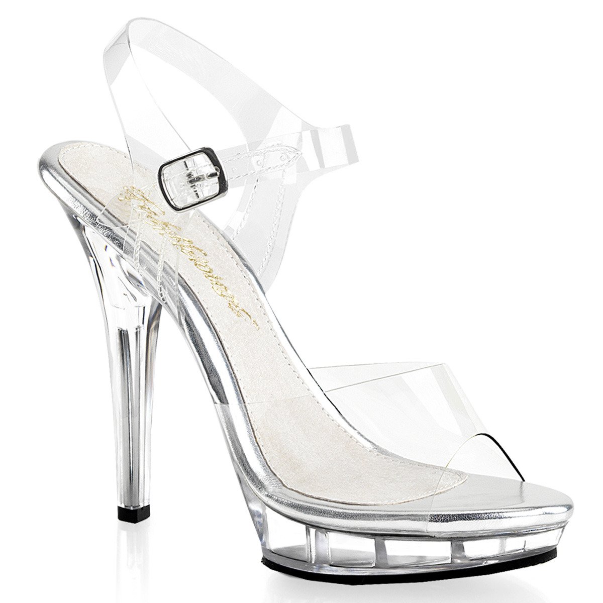 Fabulicious Lip-108 C/M - Clear High-Heel Single Sole Sandals