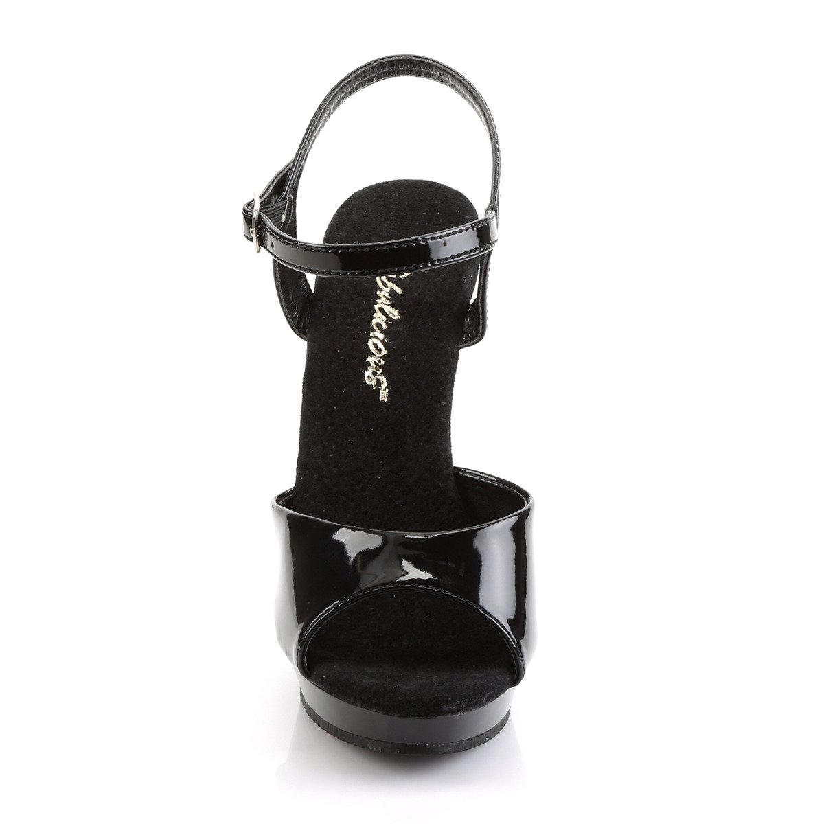 Fabulicious Lip-109 B/M - Shiny Black High-Heel Single Sole Sandals