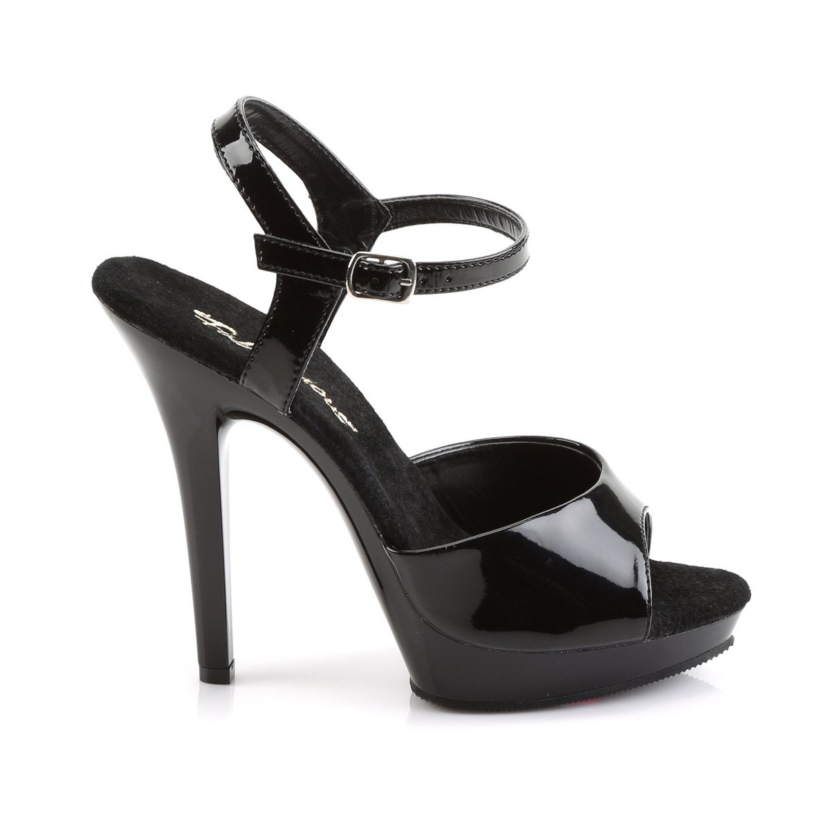 Fabulicious Lip-109 B/M - Shiny Black High-Heel Single Sole Sandals