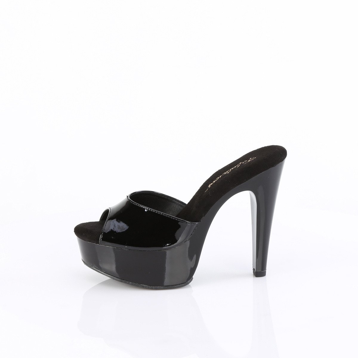 Fabulicious Martini-501 B/M - Shiny Black Platform High-Heel Slides