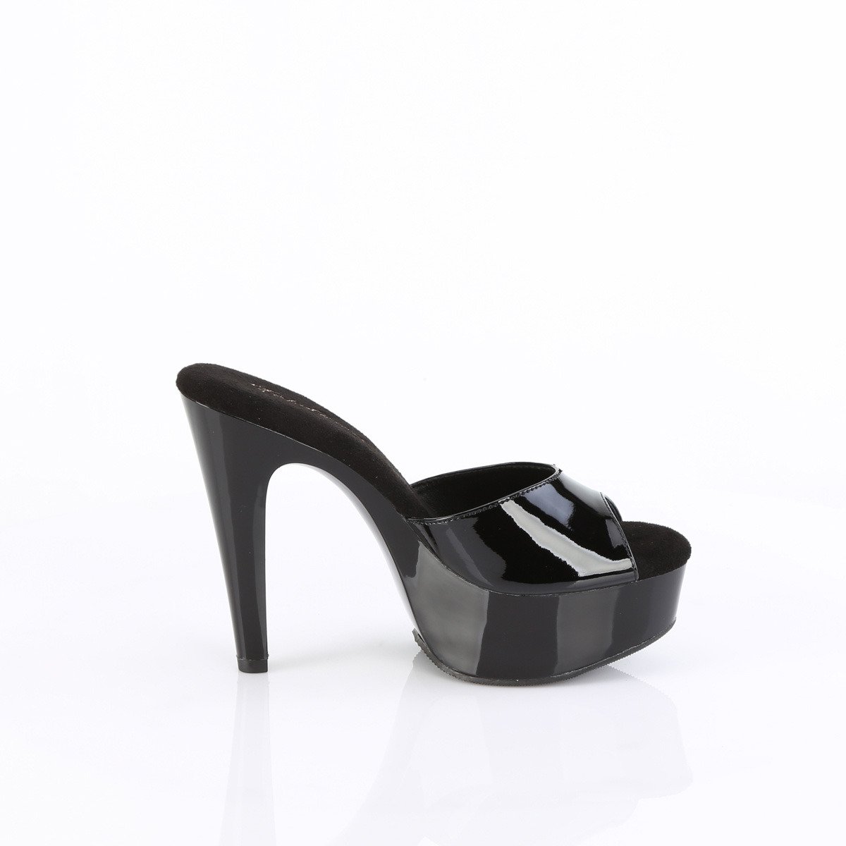Fabulicious Martini-501 B/M - Shiny Black Platform High-Heel Slides