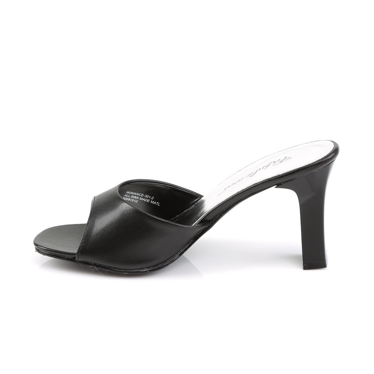 Fabulicious Romance-301-2 B/PU - Black Chunky-Heel Single Sole Slides