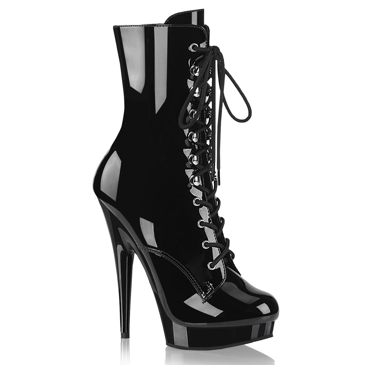 Fabulicious Sultry-1020 B/M - Shiny Black High-Heel Ankle Boots