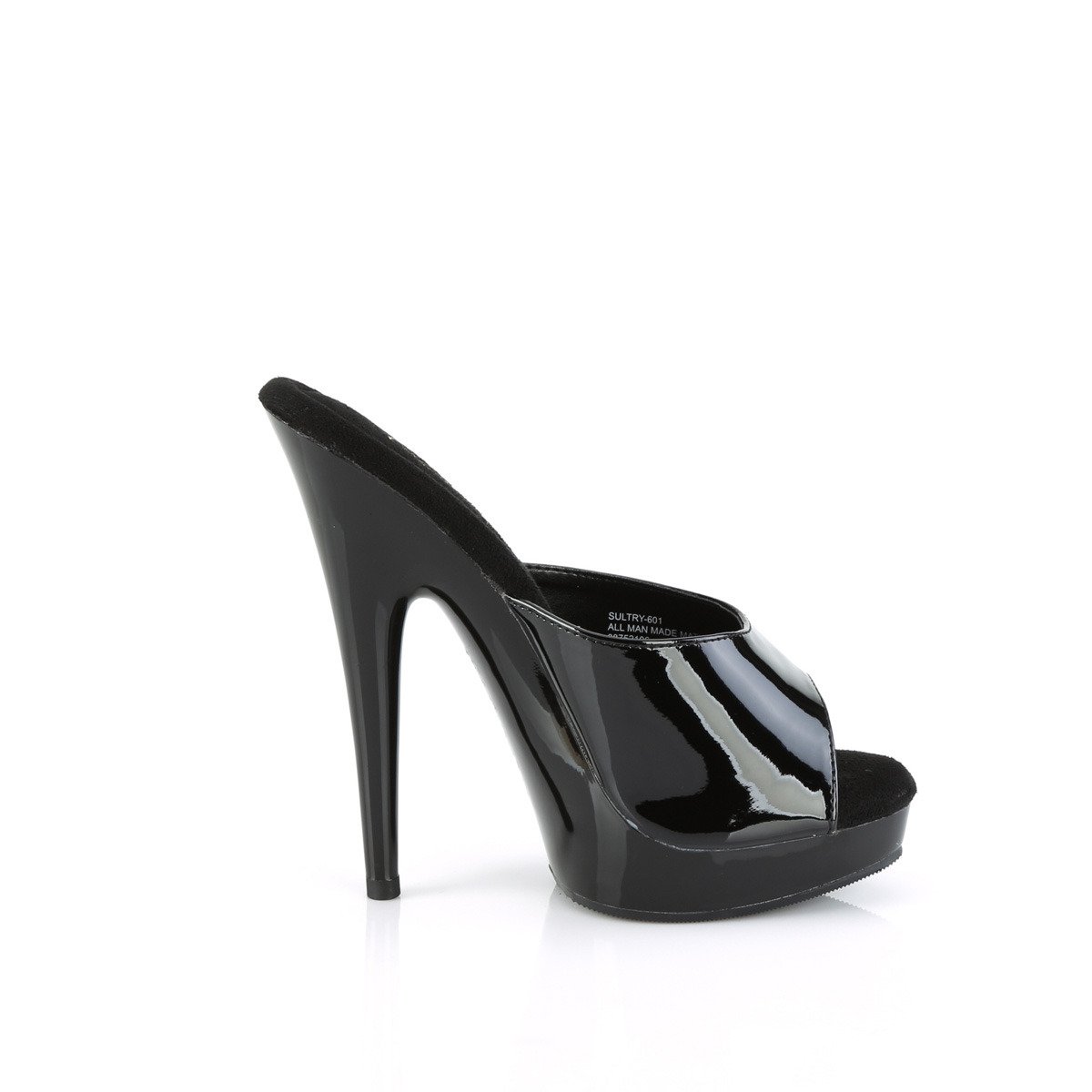 Fabulicious Sultry-601 B/M - Shiny Black High-Heel Slides