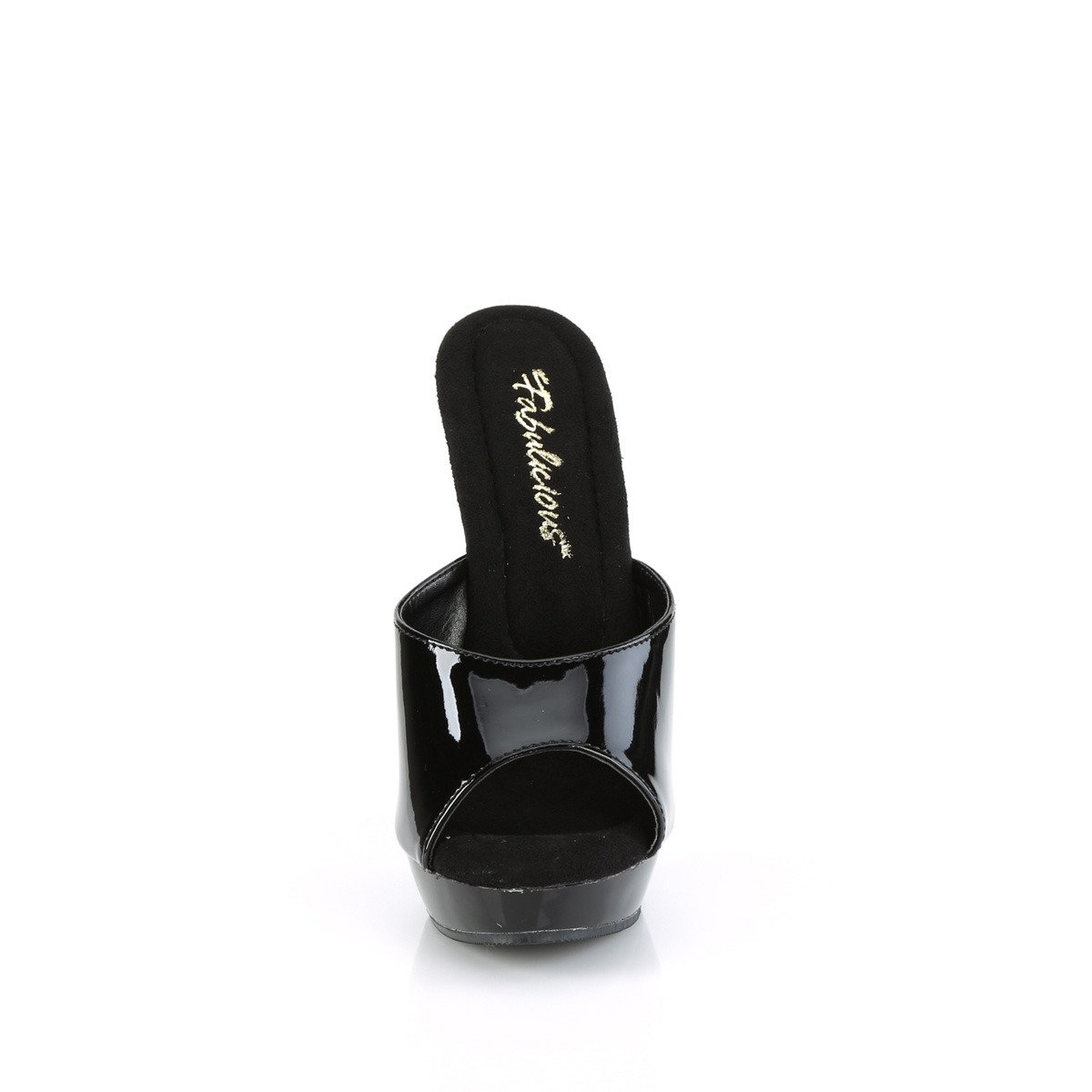 Fabulicious Sultry-601 B/M - Shiny Black High-Heel Slides
