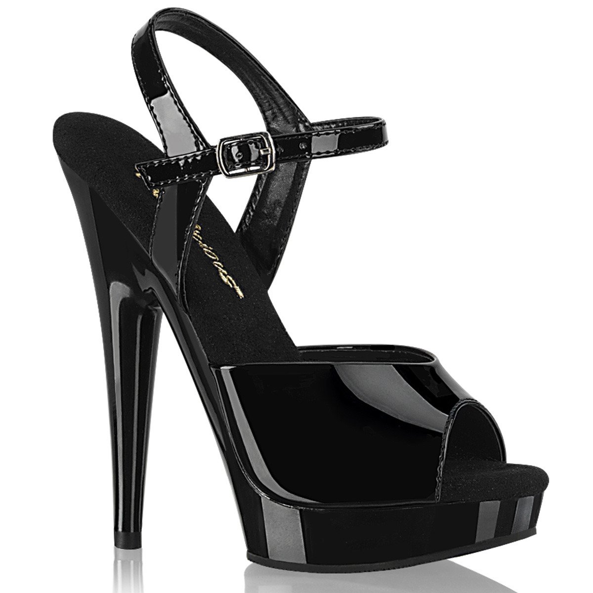 Fabulicious Sultry-609 B/M - Shiny Black High-Heel Sandals