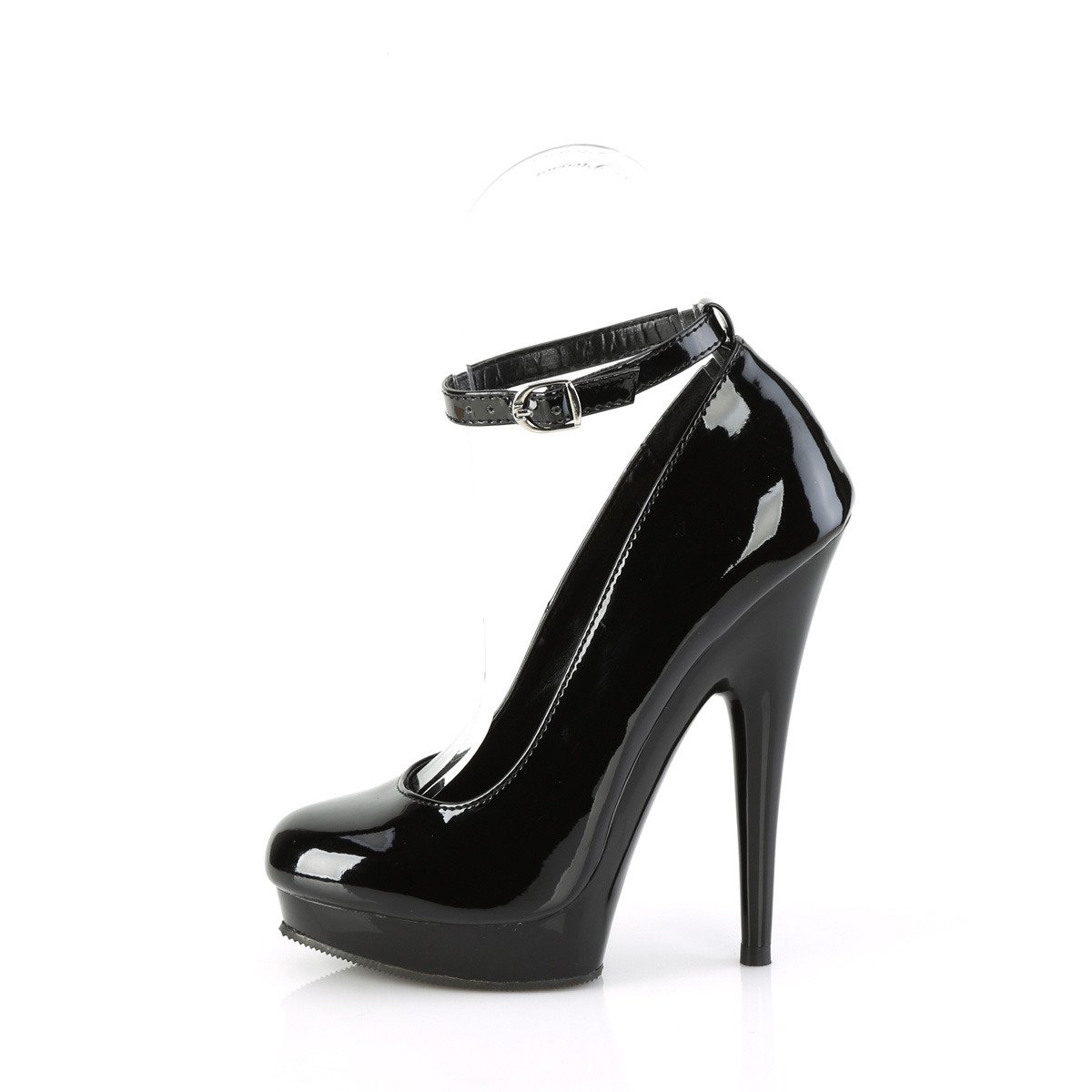 Fabulicious Sultry-686 B/M - Shiny Black High-Heel Pumps With Straps