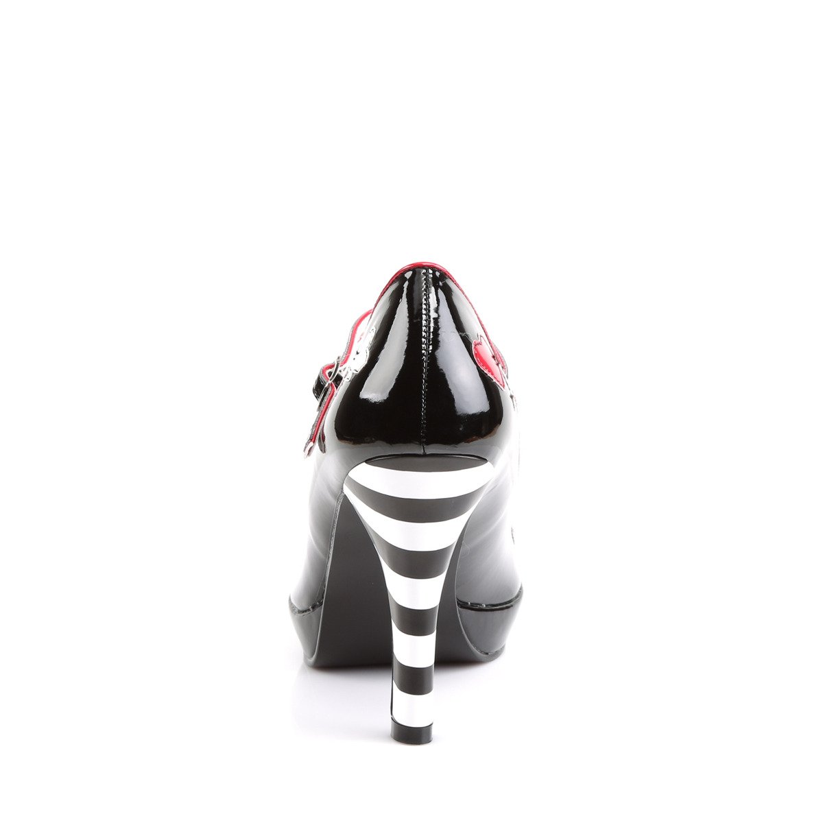 Funtasma Contessa-57 B - Shiny Black Single Sole Pumps With Straps