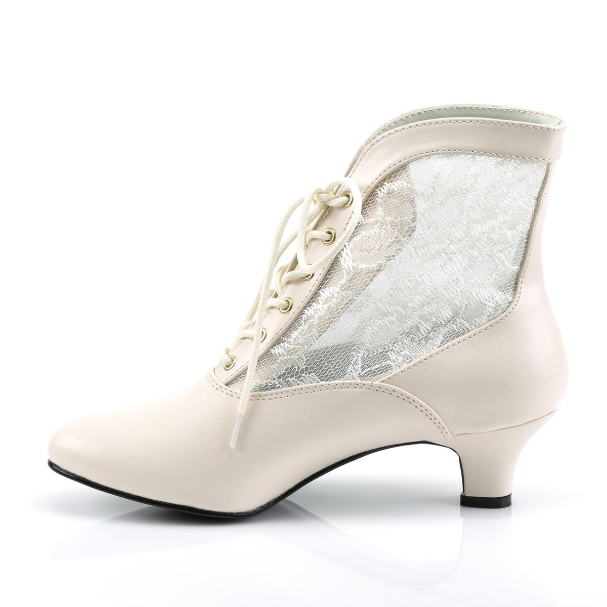 Funtasma Dame-05 IV/PU - White Chunky-Heel Victorian Shoes