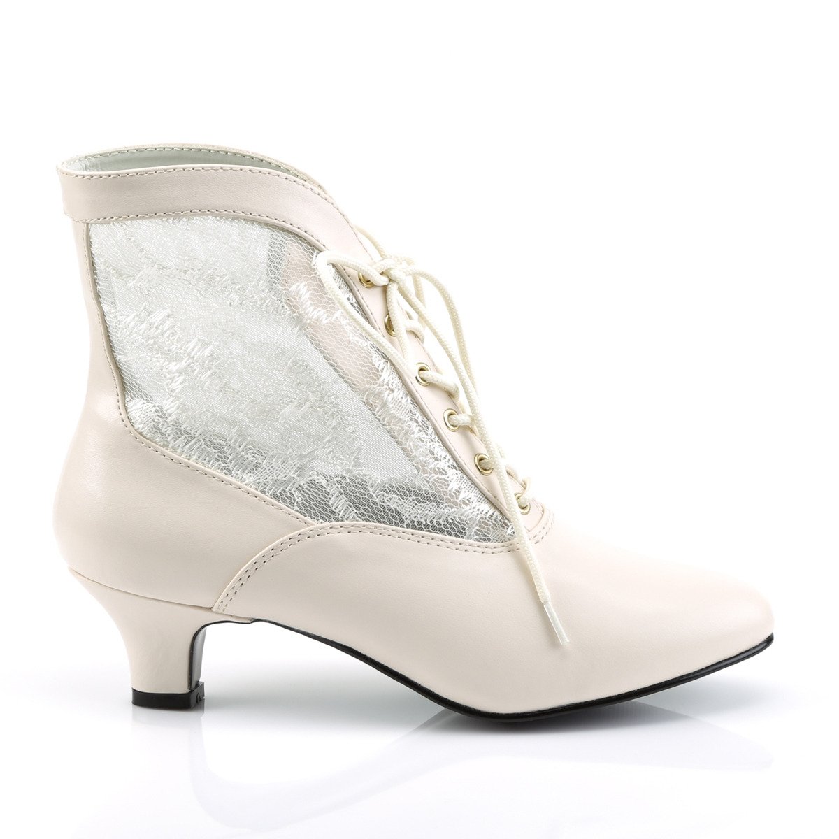 Funtasma Dame-05 IV/PU - White Chunky-Heel Victorian Shoes