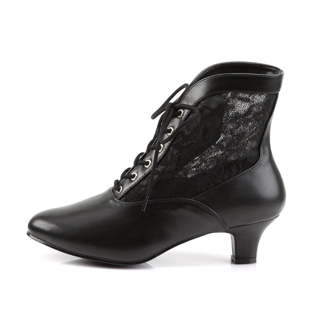 Funtasma Dame-05 B/PU - Black Chunky-Heel Victorian Shoes