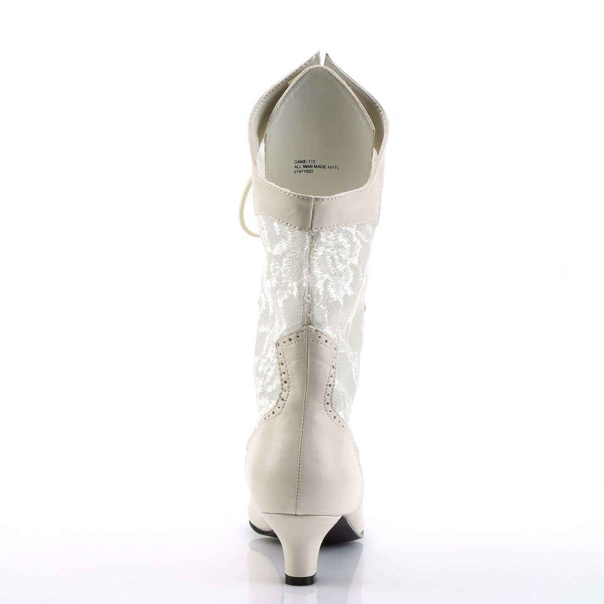 Funtasma Dame-115 IV/PU - White Chunky-Heel Victorian Shoes