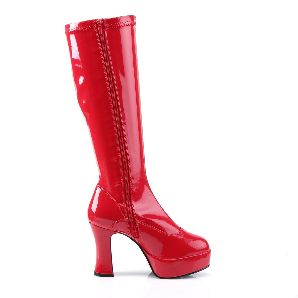 Funtasma Exotica-2000 R - Shiny Red Platform High-Heel Knee High Boots