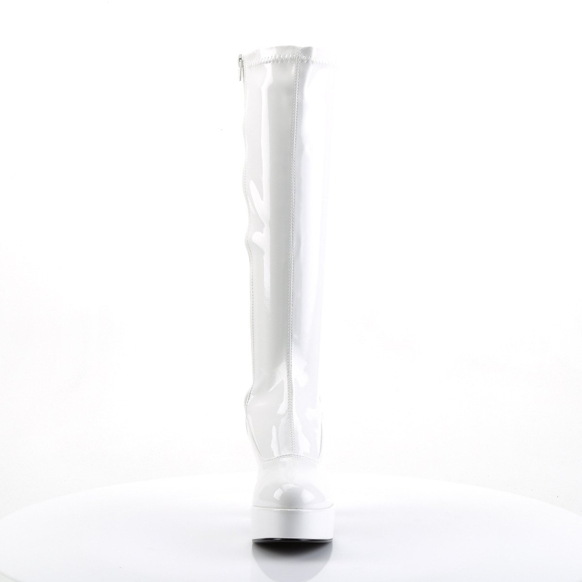 Funtasma Exotica-2000 W - Shiny White Platform High-Heel Knee High Boots