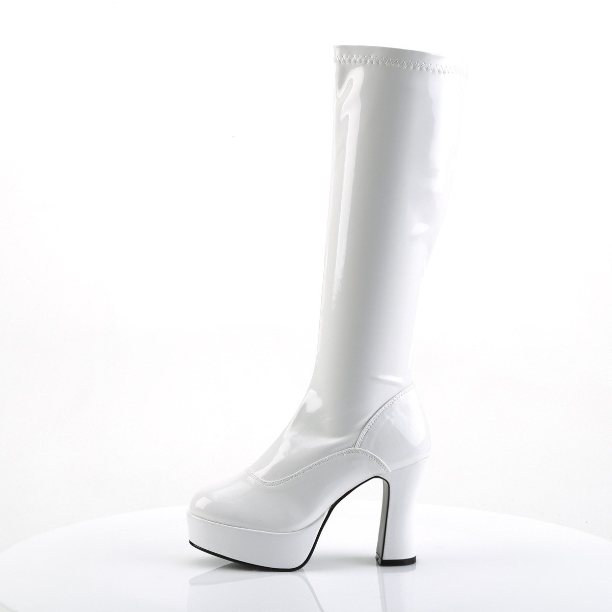 Funtasma Exotica-2000 W - Shiny White Platform High-Heel Knee High Boots