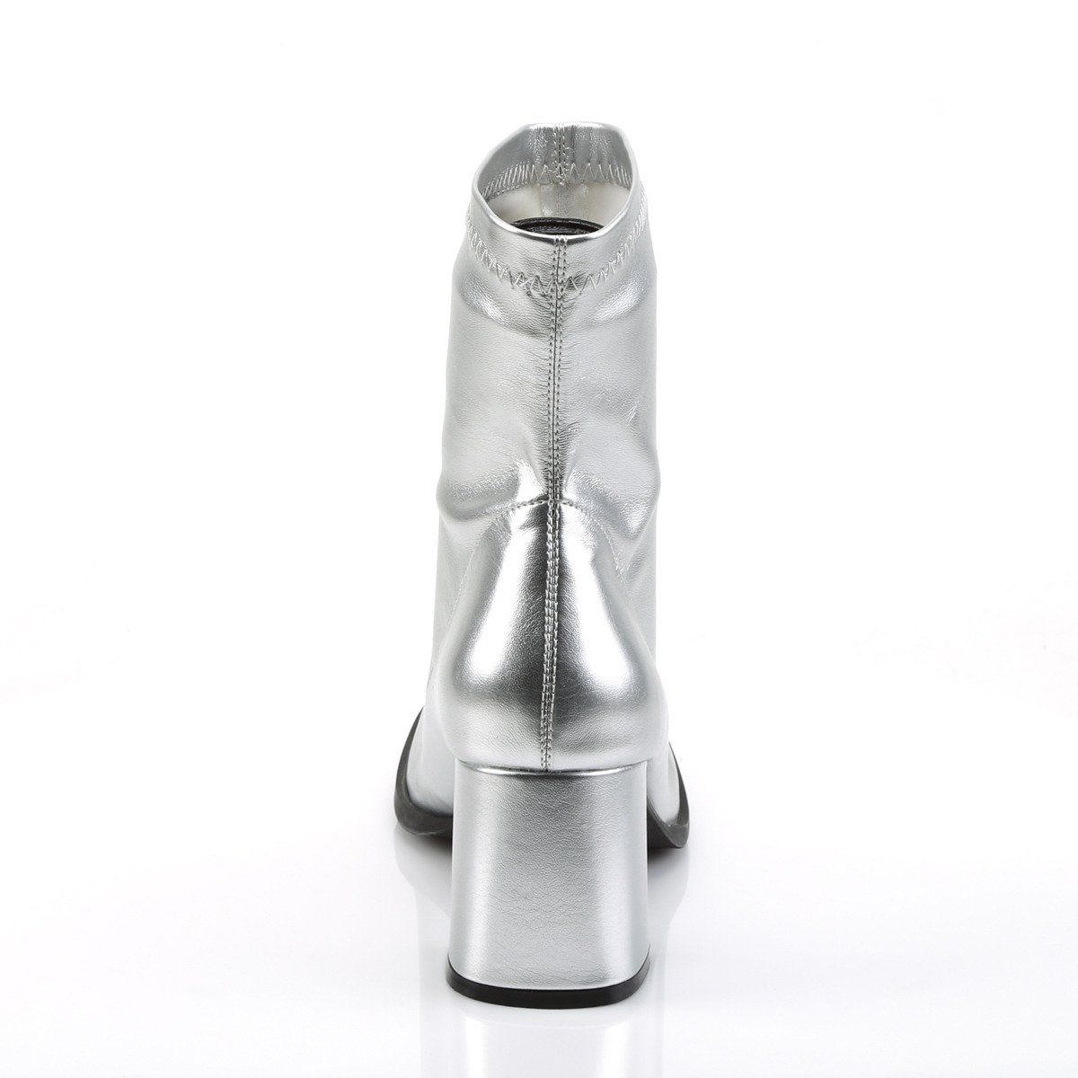 Funtasma Gogo-150 SPU - Silver Chunky-Heel Single Sole Ankle Boots