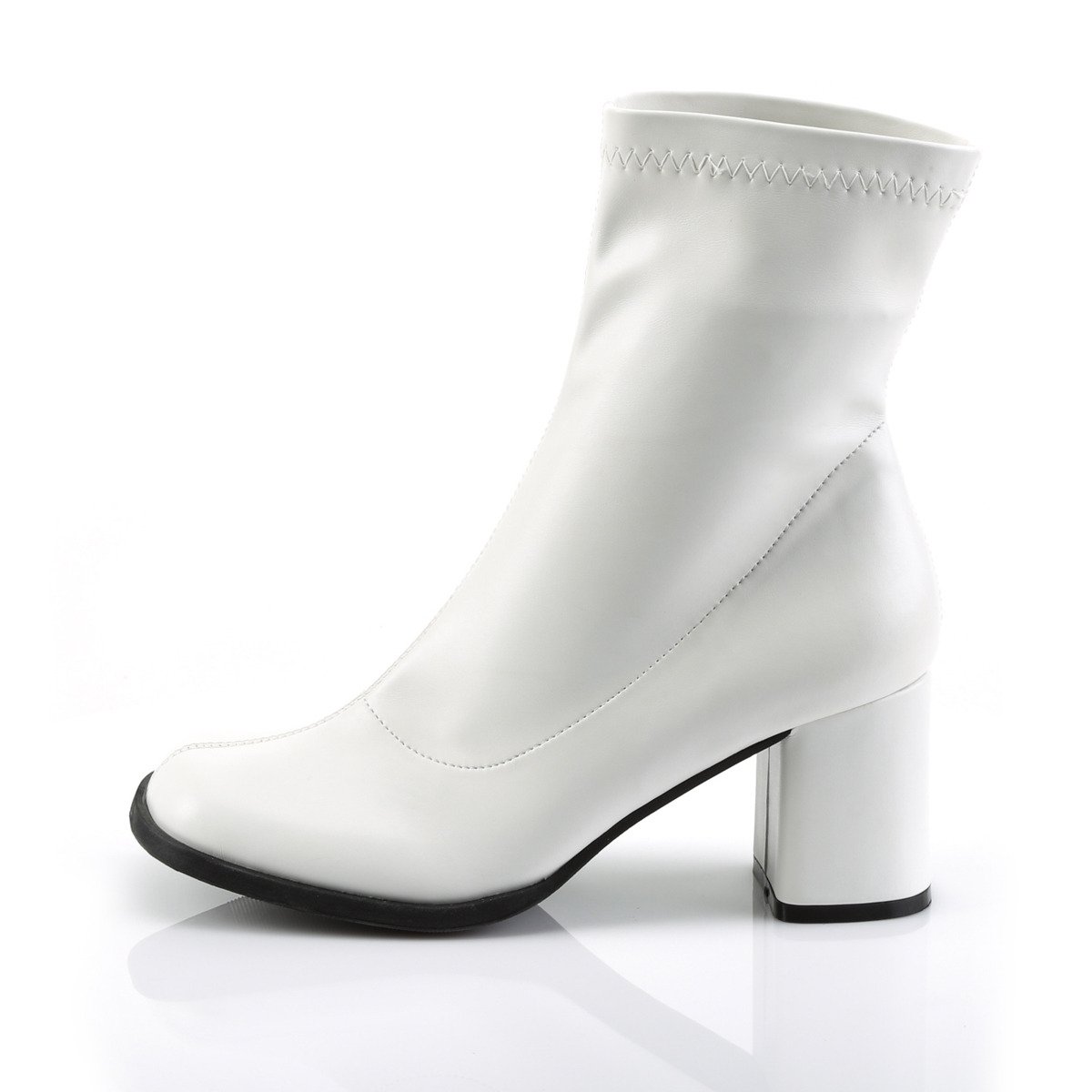 Funtasma Gogo-150 WPU - White Chunky-Heel Single Sole Ankle Boots