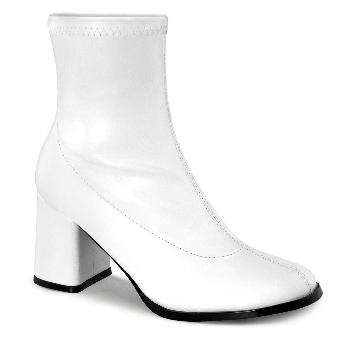 Funtasma Gogo-150 WPU - White Chunky-Heel Single Sole Ankle Boots