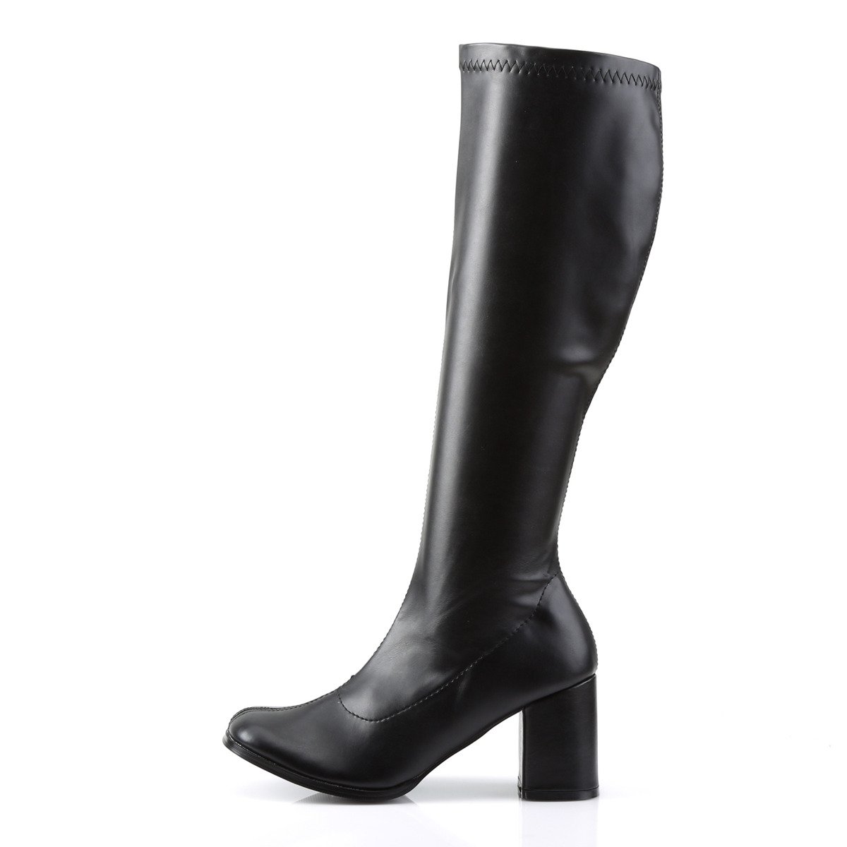 Funtasma Gogo-300 B/PU - Black Chunky-Heel Knee High Single Sole Boots