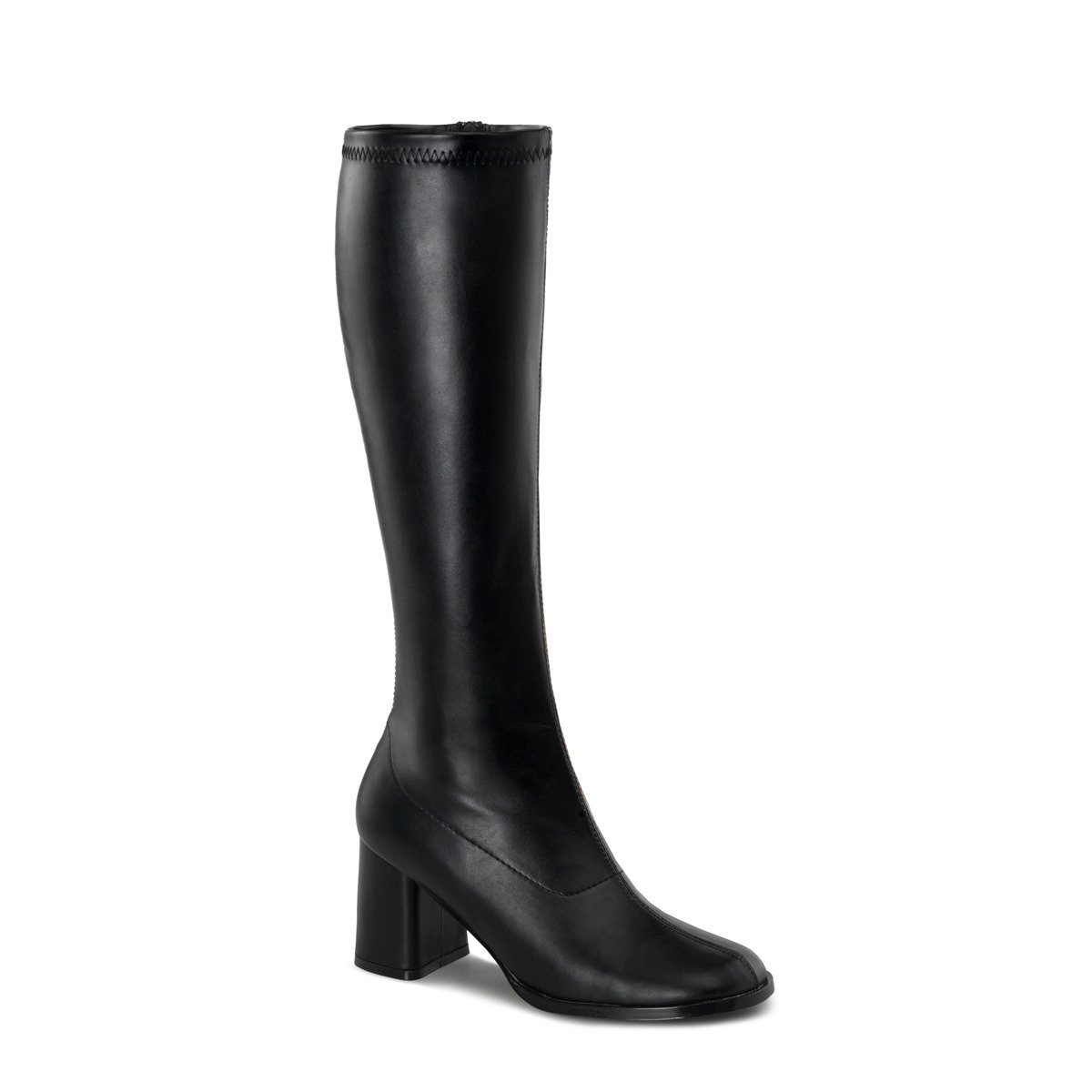 Funtasma Gogo-300 B/PU - Black Chunky-Heel Knee High Single Sole Boots