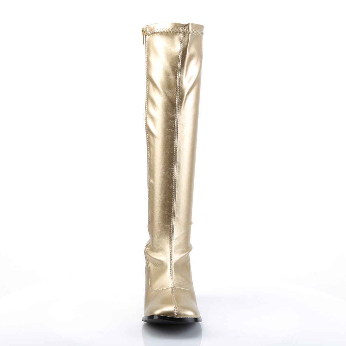 Funtasma Gogo-300 G/PU - Gold Chunky-Heel Knee High Single Sole Boots