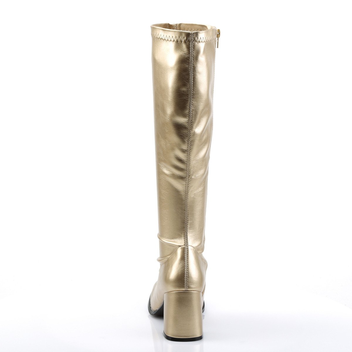 Funtasma Gogo-300 G/PU - Gold Chunky-Heel Knee High Single Sole Boots